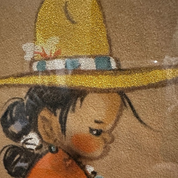 Vintage Gerda Christoffersen Lithograph Print Handpainted Girl Velvet 8x10 Frame - Picture 3 of 6